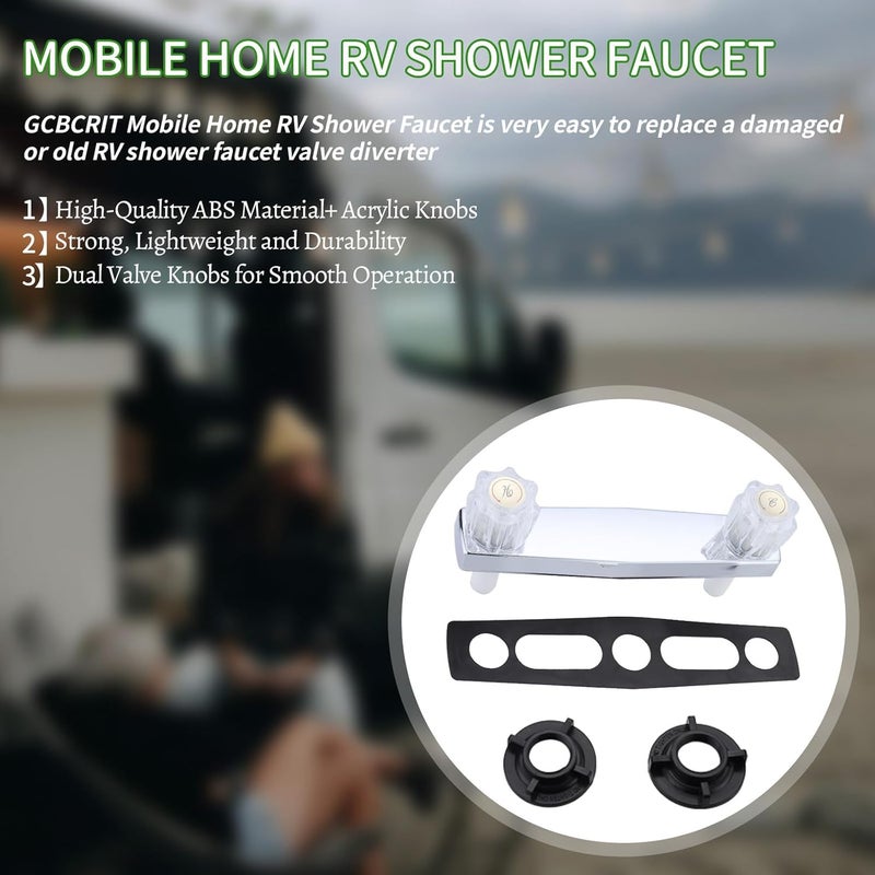gcbcrit Mobile Home RV Shower Faucet, Shower Faucet for Matco-Norca 8 on Center Valves, 2 Valve 8 inch Wall Mount Shower Valve (Chrome) - Image 2
